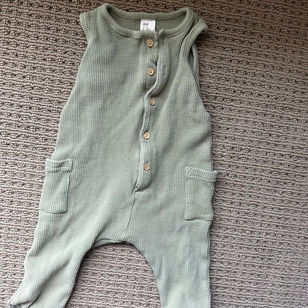 Olive Waffle Knit One-Piece | 12-18 Months
